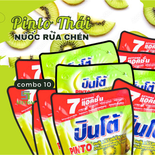 COMBO 10 nước rửa chén đậm đặc Thái Lan PINTO kiwi ít bọt không khô da tay - túi 400ml
