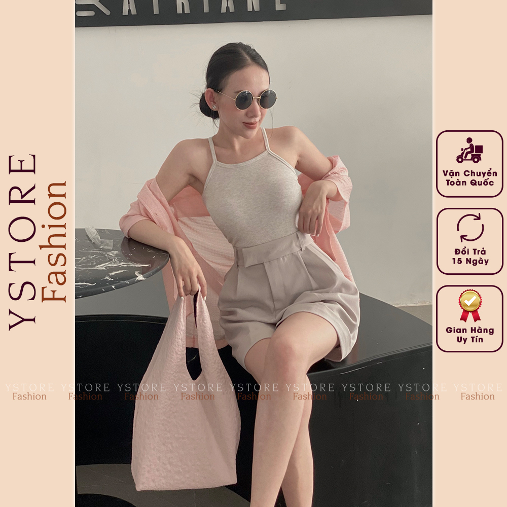 Short Ngố Ống Rộng Cạp Cao Thiết Kế Lật Lai Chất Vải Cao Cấp - Thời Trang Công Sở