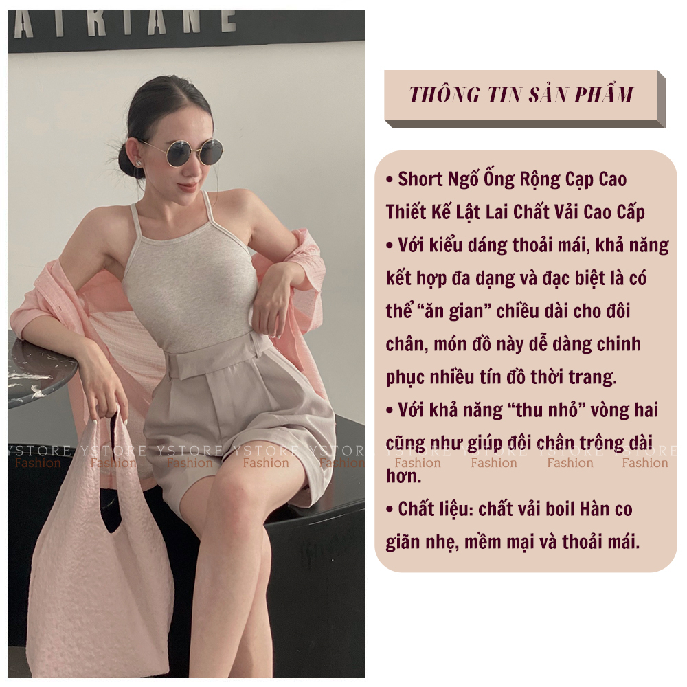 Short Ngố Ống Rộng Cạp Cao Thiết Kế Lật Lai Chất Vải Cao Cấp - Thời Trang Công Sở