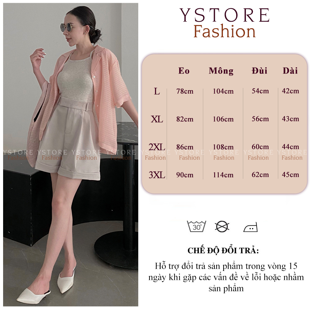 Short Ngố Ống Rộng Cạp Cao Thiết Kế Lật Lai Chất Vải Cao Cấp - Thời Trang Công Sở