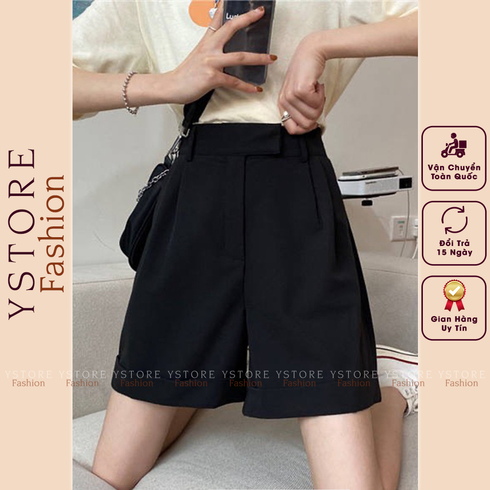 Short Ngố Ống Rộng Cạp Cao Thiết Kế Lật Lai Chất Vải Cao Cấp - Thời Trang Công Sở