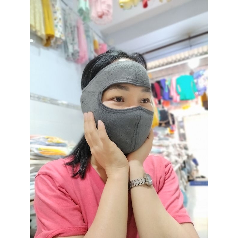 Khẩu trang ninja che kín mặt vải nỉ mềm, chống nắng tốt, cho cả nam và nữ, hình mình tự chụp