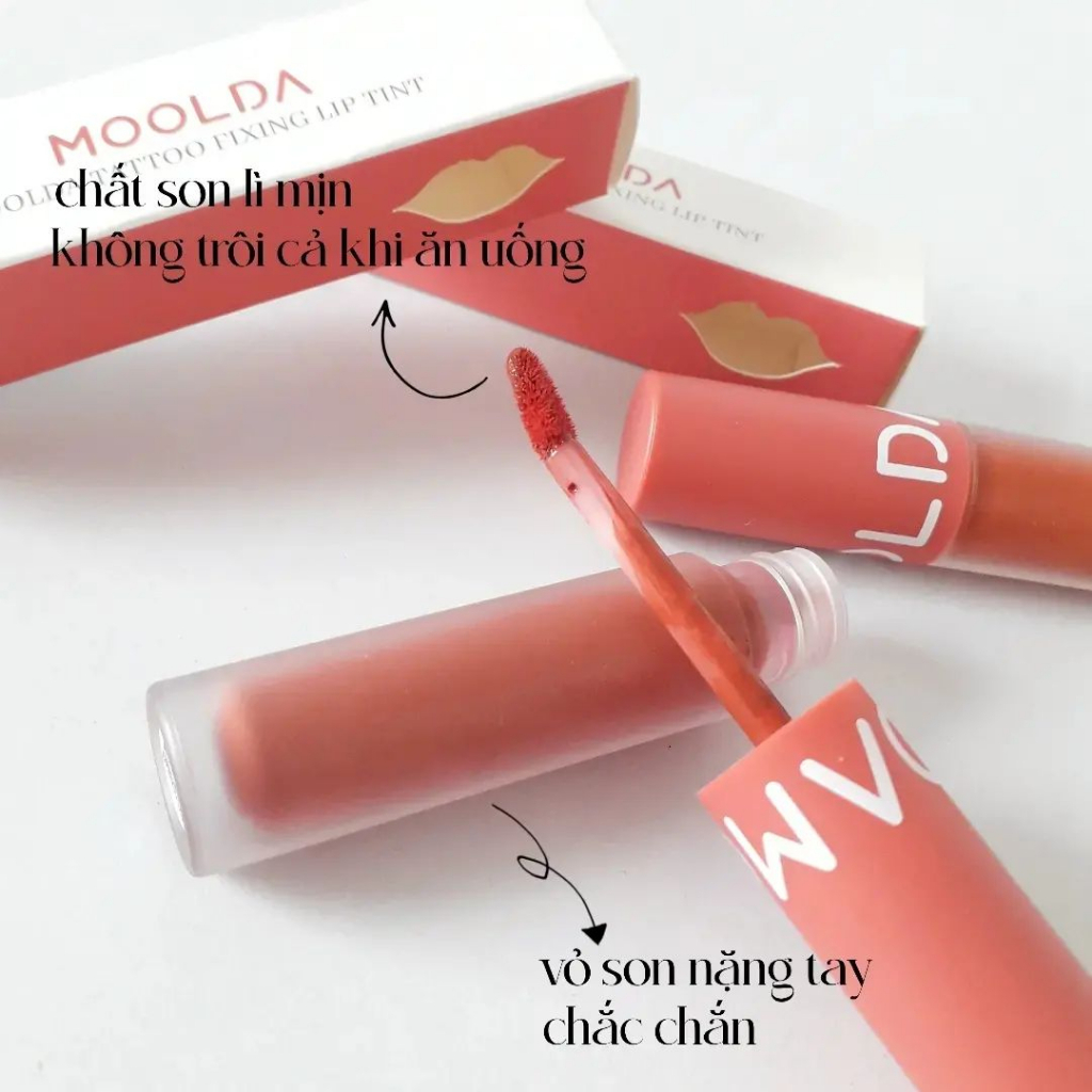 Son kem lì Moolda Tattoo Fixing Lip Tint L09 - Màu Đỏ Thuần 3.5g