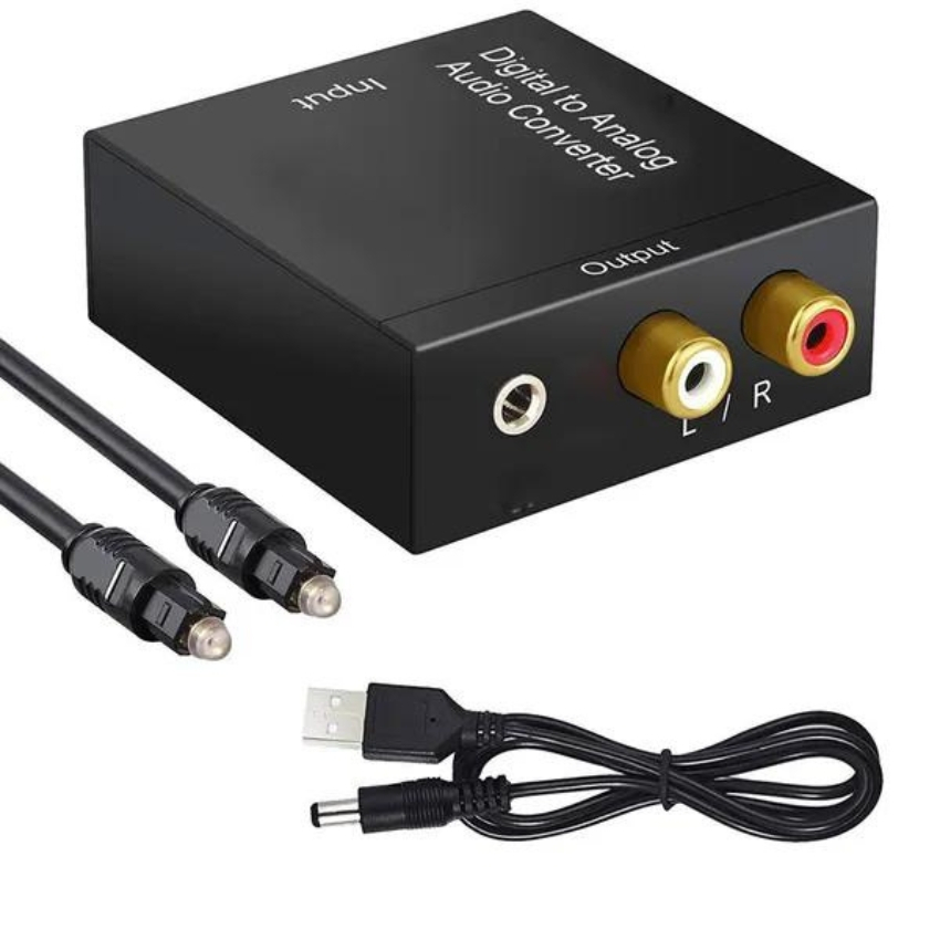 Bộ chuyển đổi âm thanh quang học, bộ chuyển đổi từ tín hiệu Quang hoặc Coaxial sang Audio R/L, Cổng 3.5 tai nghe...