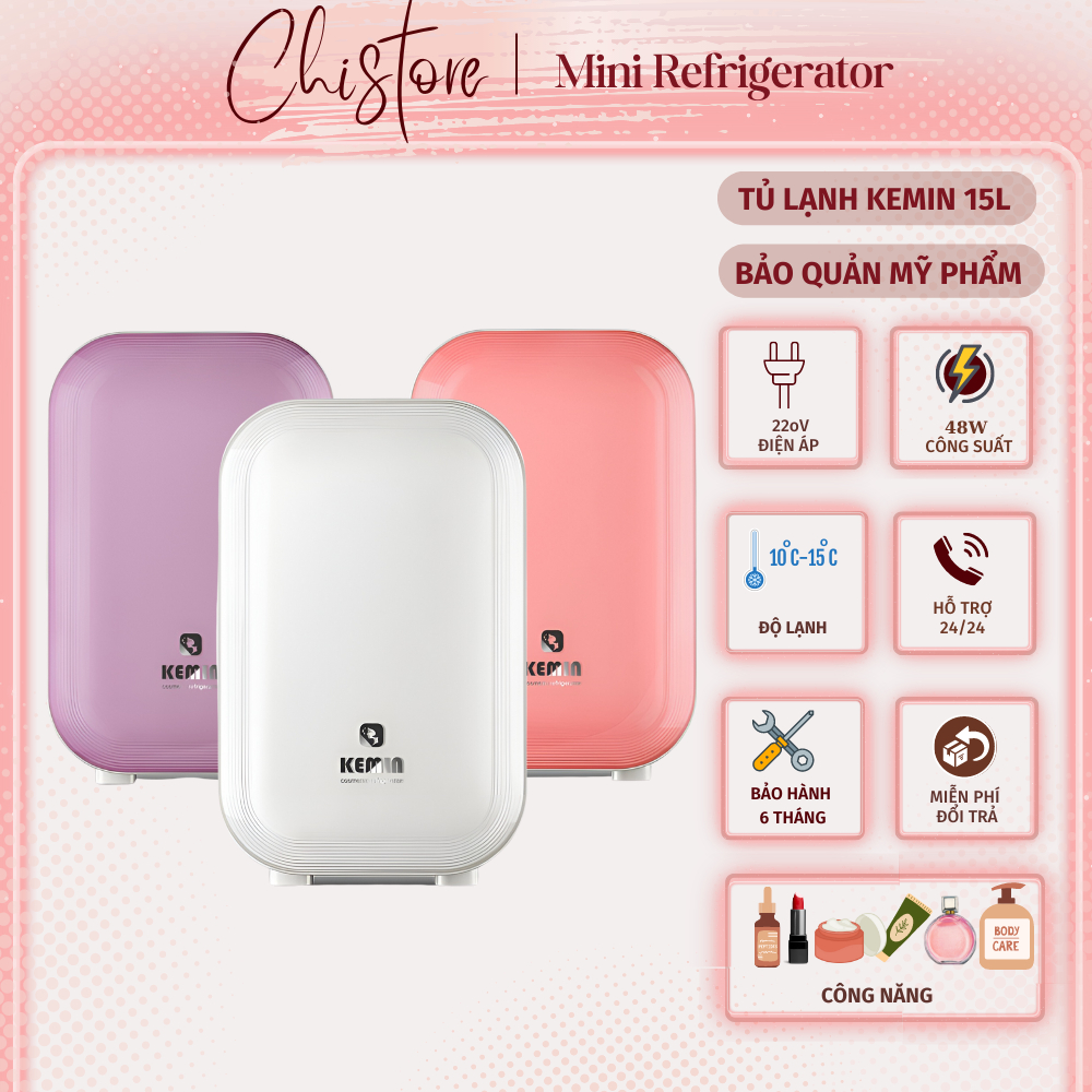Tủ lạnh mini chuyên bảo quản mỹ phẩm Kemin 15 Lít ( K15 - bảo hành chính hãng )