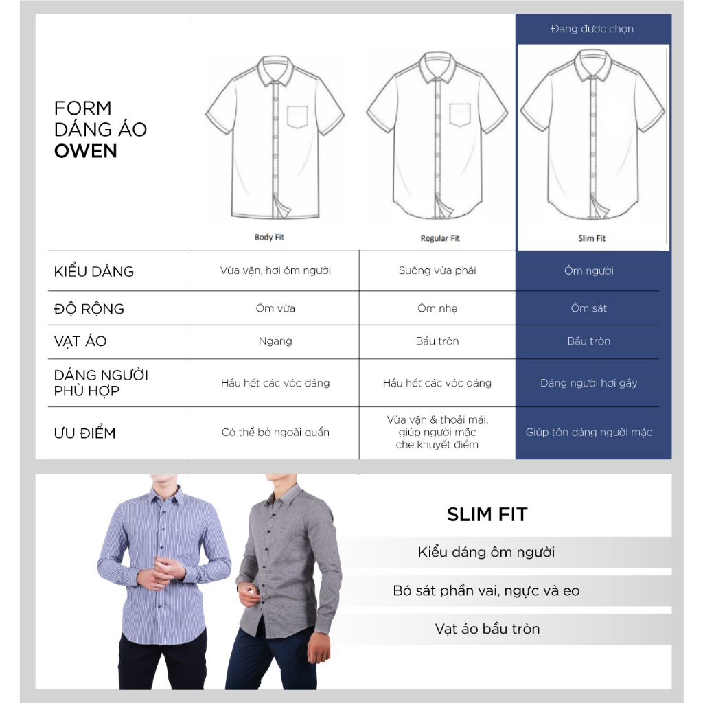 OWEN - Áo sơ mi dài tay Slim Fit Xanh Bamboo - AS230186D