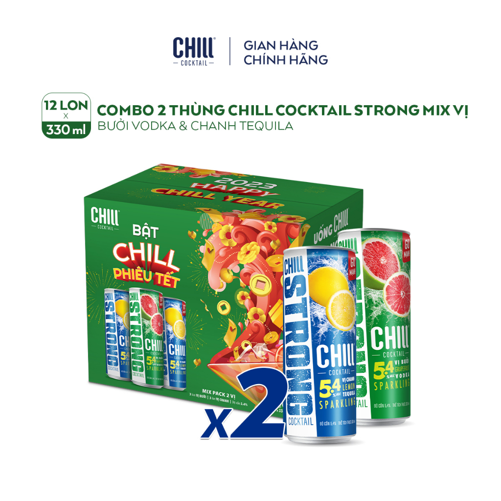 [GIFT] Combo 2 thùng Chill Cocktail mix vị (330ml x 12 lon)