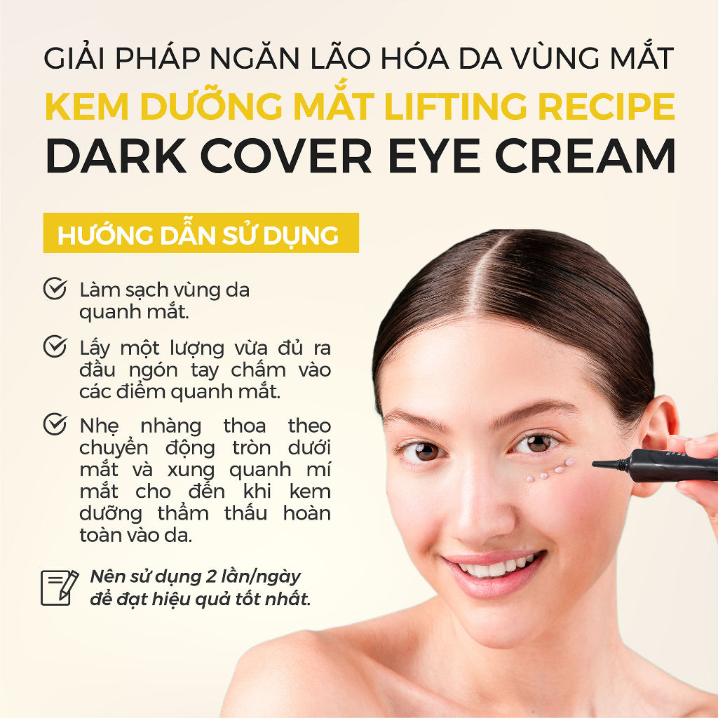 Kem Dưỡng Mắt Recipe Lifting Recipe Dark Cover Eye Cream Kem Mắt Dưỡng Sáng Mờ Thâm Giảm Bọng Mắt 30ml