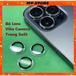 Bộ Lens kính viền trong suốt bảo vệ Camera cho ip 15 14 13 11 Pro MAX 14 Plus 12 11 Pro MAX mini MVStore