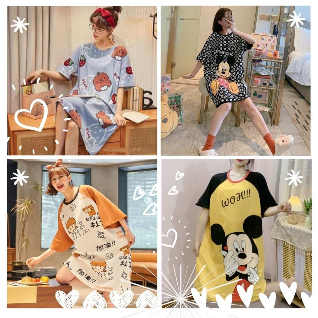 Váy Ngủ Nữ Cotton Siêu Dễ thương Guu- Váy Mặc Nhà Cute Bầu Bí Mặc Thoải Mái DN07