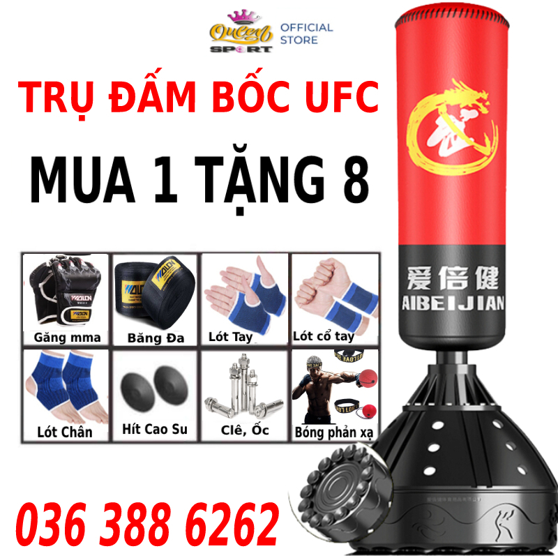 Bao cát đấm bốc tập võ Aibeijiansport® tặng kèm Găng MMA + băng đa 3M + Bóng phản xạ treo đầu, bảo hành bao cát 12 tháng