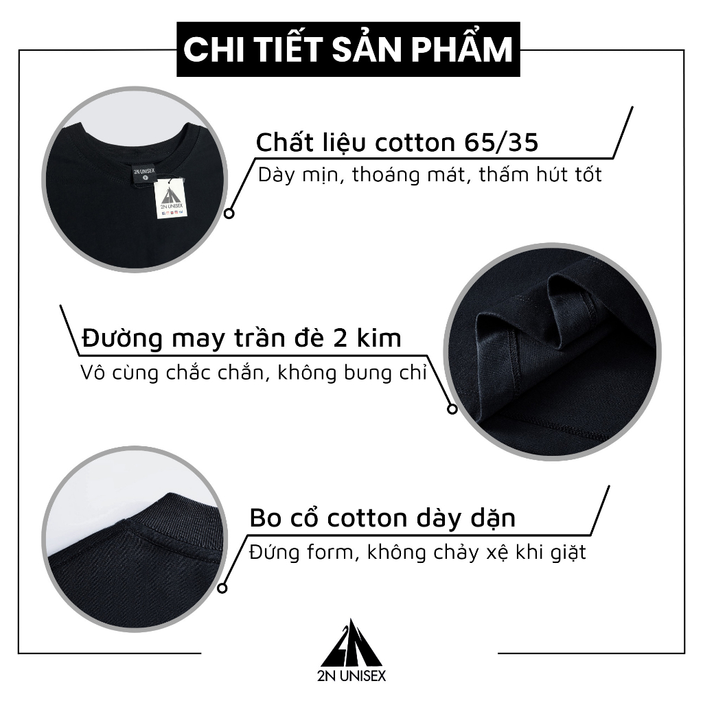 Áo phông nam nữ form rộng 2N Unisex thun cotton in nổi Chanyoou màu đen/trắng/hồng | BigBuy360 - bigbuy360.vn