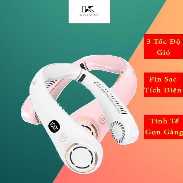 Quạt Đeo Cổ Mini,Quạt Sạc Tích Điện Cổng sạc USB và Cổng Sạc Type C Có Thể Thay Thế Pin Có 3 Cấp Độ Tặng Kèm Dây Sạc