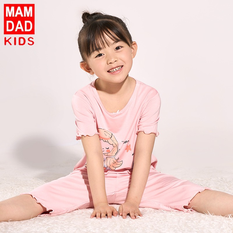 15-70kg Bộ cotton cộc tay Hãng Mamdadkids mẫu Mỹ Nhân Ngư cho mẹ và bé