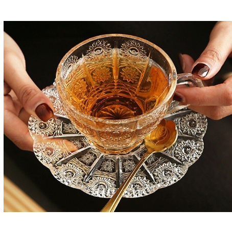 Bộ 6 tách cốc ly trà cafe coffee nóng thủy tinh thái lan đẹp dày dặn cao cấp 220ml