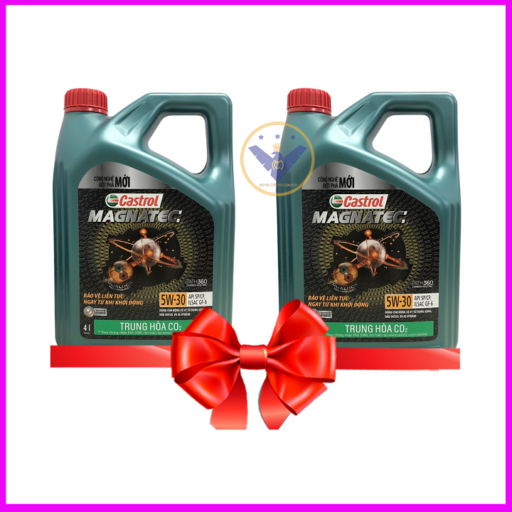 COMBO 2 dầu nhớt ô tô cao cấp tổng hợp toàn phần Castrol Magnatec 5W-30 API SP/CF Can 4L