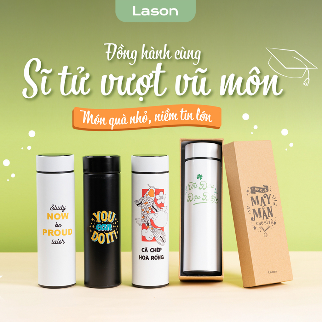 Hộp quà tặng dành cho sĩ tử, bình nước giữ nhiệt Lason tặng học sinh thi đại học ý nghĩa