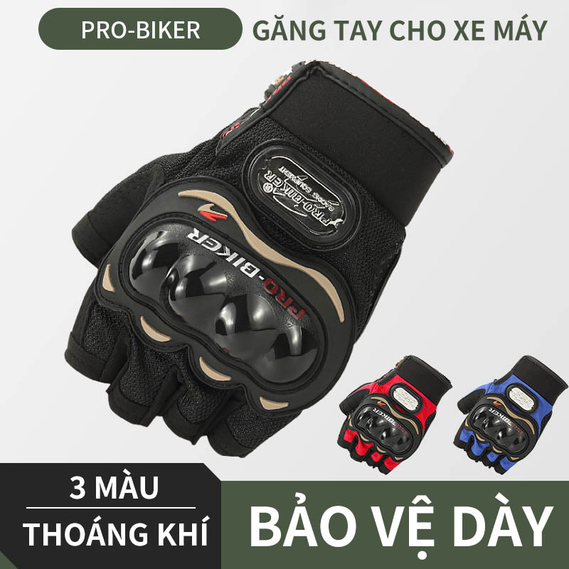 Găng Tay Nam Cụt Ngón Pro-biker , Găng Tay Chống Nắng Đi Phượt Tập Gym Có Gù Bảo Vệ Lòng Bàn Tay