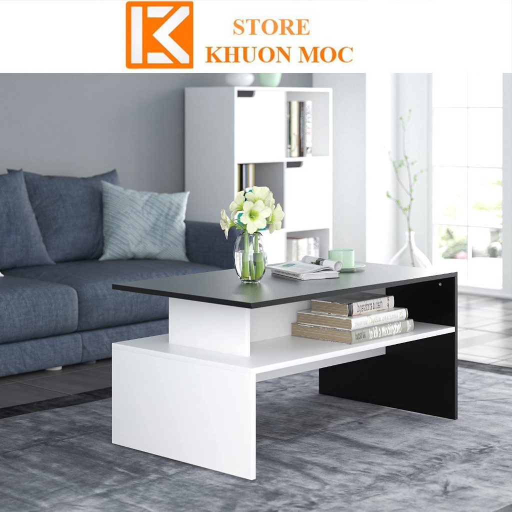 Bàn trà sofa-Bàn trà gỗ phong cách hiện đại mới thêm màu đen sang trọng KMT0994