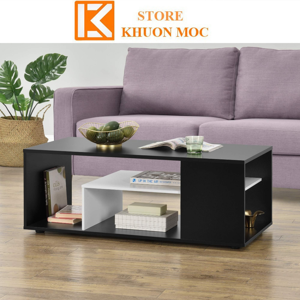 Bàn sofa, Bàn trà gỗ thiết kế tối giản, 2 màu trắng đen sang trọng KMT332
