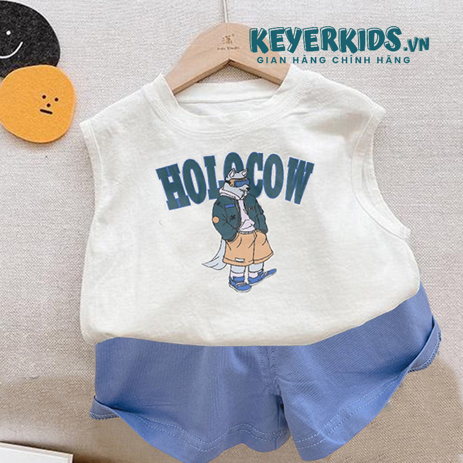 Sét Bộ Áo Thun 3 Lỗ Cho Bé KEYER KIDS, Áo Thun Ngắn Tay Thun Cotton, Quần Short Kaki Mềm Form Hàn SZ63