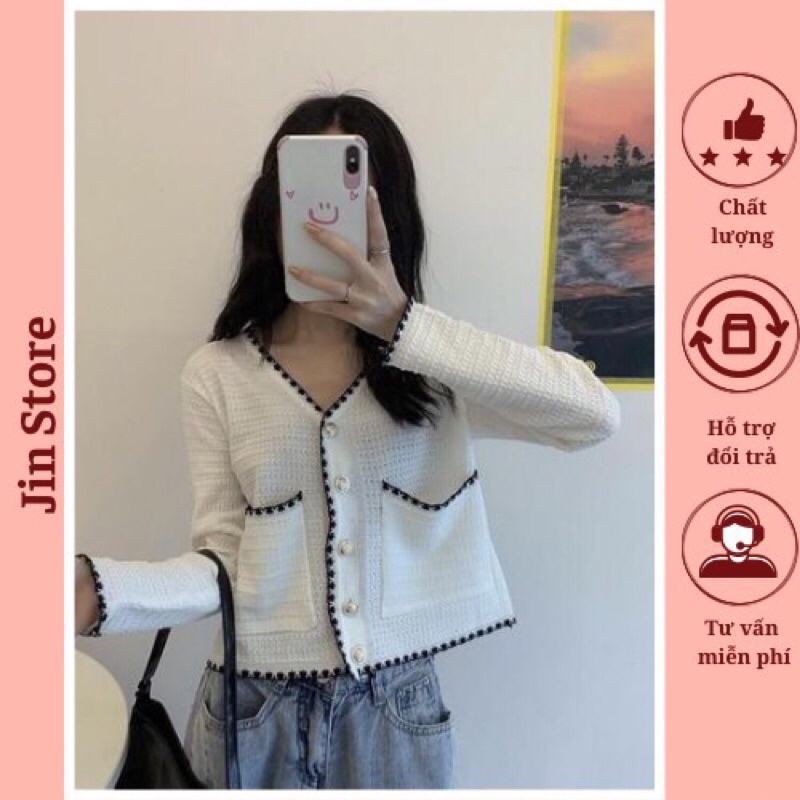 Áo cardigan mỏng dệt kim dài tay thiết kế kiểu sơ mi phối cúc áo sơ mi croptop dệt kim cổ chữ V