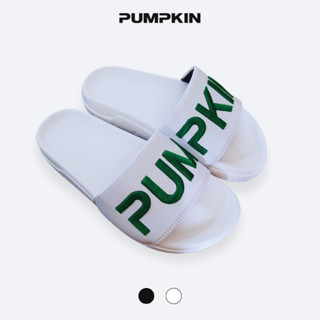 Dép quai ngang da nam nữ PUMPKIN thêu chữ PUM -  PKIN form vừa đế độn unisex phong cách Local Brand
