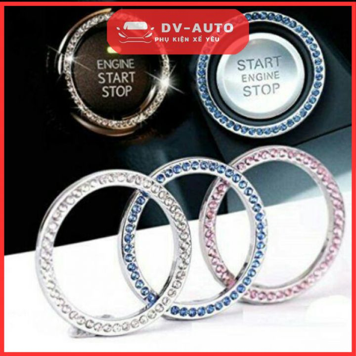 Vòng đính đá nút start (Loại 1 hàng đá) cao cấp bền đẹp phù hợp với mọi dòng xe. Vòng trang trí nút khởi động by DV AUTO