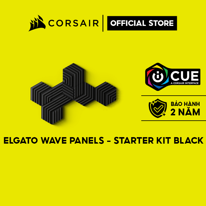 Bộ 6 tấm tiêu âm Elgato Wave Panels - Starter Kit Black/10AAJ9901