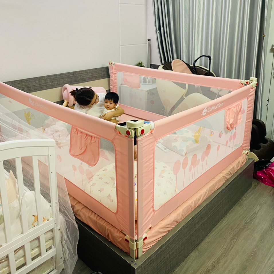 Thanh chắn giường cho bé KidsWorld BR02 độ cao 75-105cm, chống kẹt chống vấp ngã phong cách Hàn Quốc (Giá bán 1 thanh)