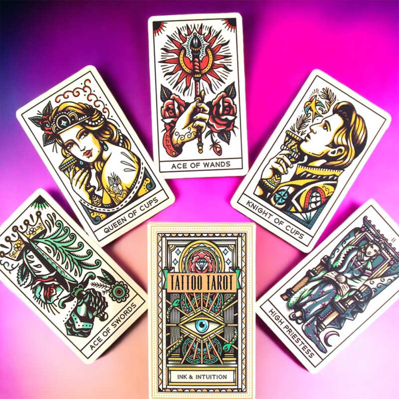 Bộ bài Tattoo Tarot Ink & Intuition cards cơ bản 78 lá tặng kèm tờ ý nghĩa tarot cơ bản dành cho người mới bắt đầu