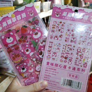 1 tập 6 tấm sticker hình gấu dâu