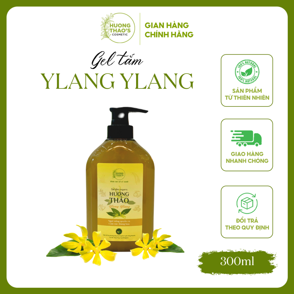 Gel Tắm Hương Thảo Ylang 300ml, Gel Tắm Organic Hương Ngọc Lan Tây - Hương Thảo Cosmetics