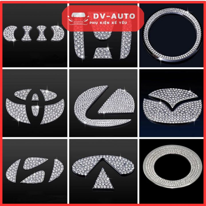 Đính đá vô lăng logo xe hơi kim cương nhân tạo: Toyota, Huyndai, Audi, Honda,Mazda.....by DV AUTO