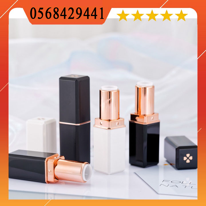 Vỏ son thỏi cỏ 4 lá đen đổ khuôn 12.1mm