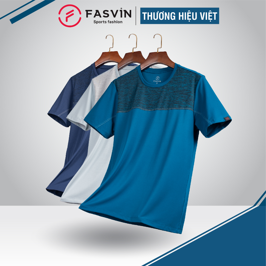 Combo 03 Áo Thun nam FASVIN TS23572.2.HN chất Vải COOLMAX Mềm Mát co giãn thoải mái không bai không xù