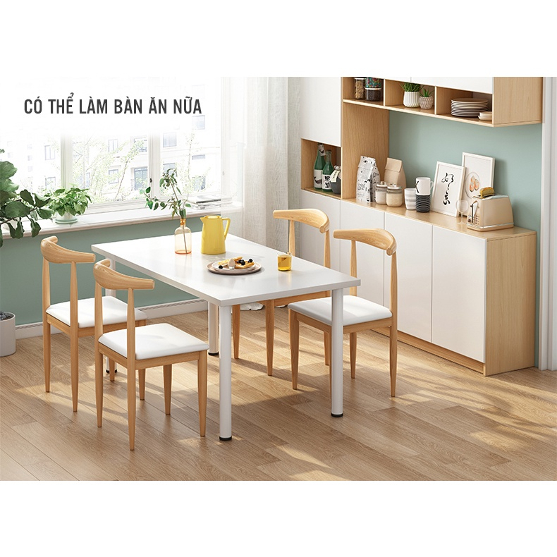 Bàn làm việc, bàn học 1m2 đa năng ANA BLV09 mặt bàn gỗ chống xước chân sắt tròn to chắc chắn giá rẻ cho sinh viên