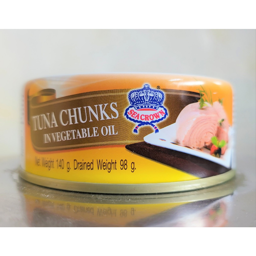 (S/CR hộp nâu 140g) CÁ NGỪ NGÂM DẦU THỰC VẬT SEA CROWN Tuna Chunks in Vegetable Oil (HALAL)