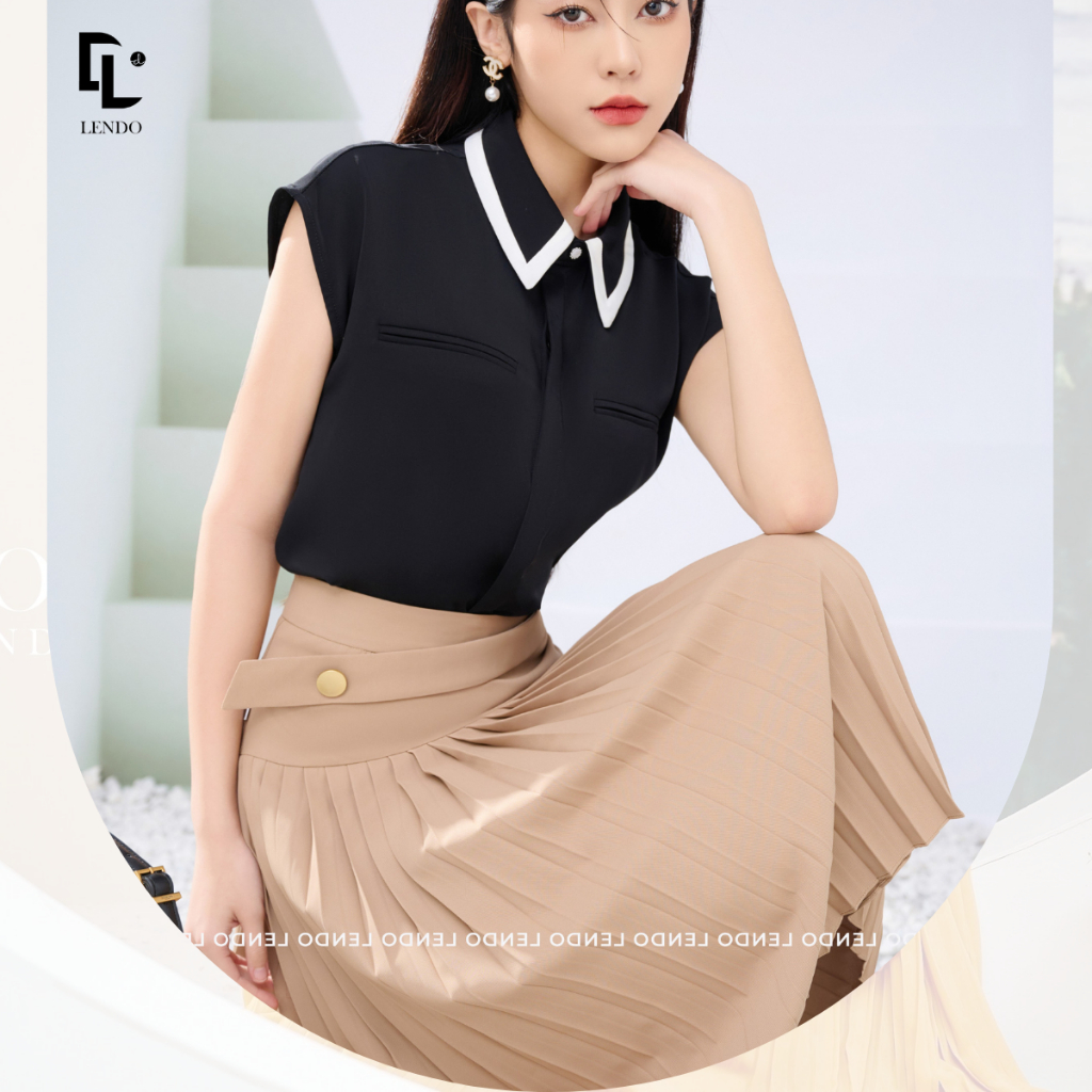 Chân váy xếp ly phối cúc LENDO CV230215