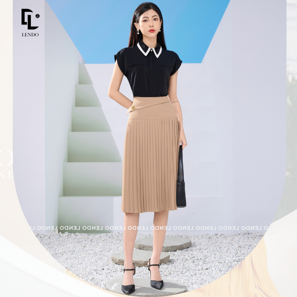 Chân váy xếp ly phối cúc LENDO CV230215