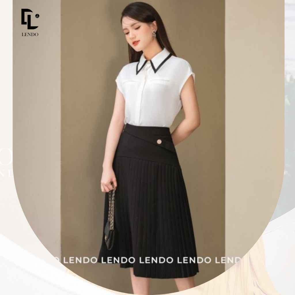Chân váy xếp ly phối cúc LENDO CV230215