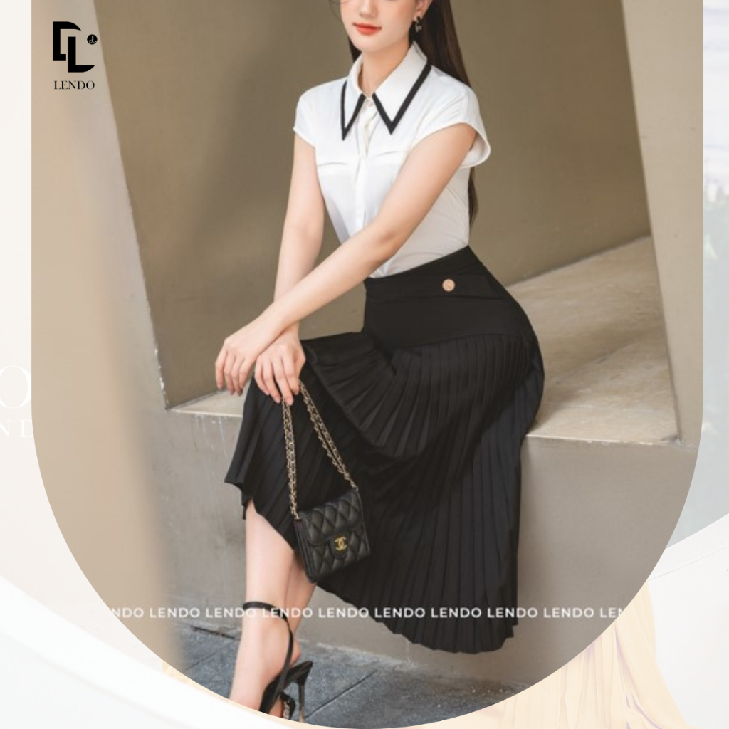 Chân váy xếp ly phối cúc LENDO CV230215