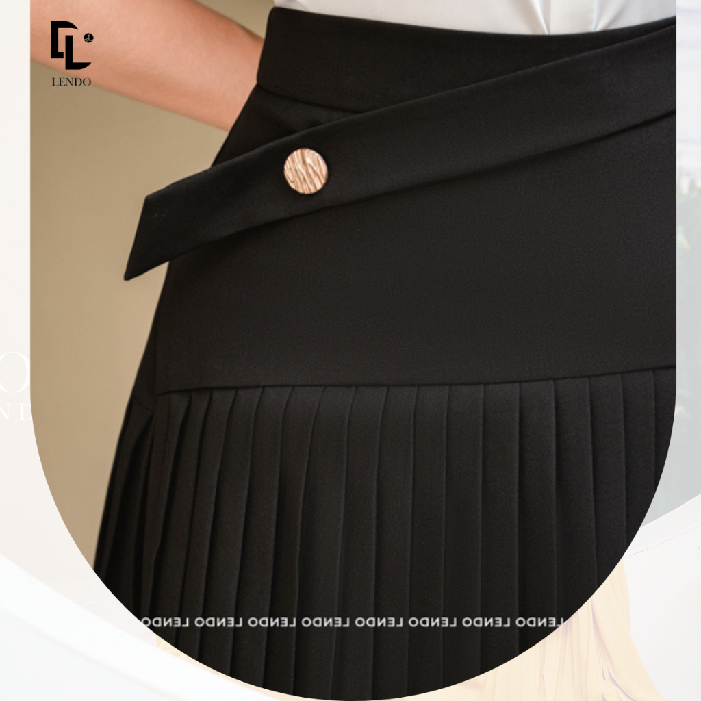 Chân váy xếp ly phối cúc LENDO CV230215