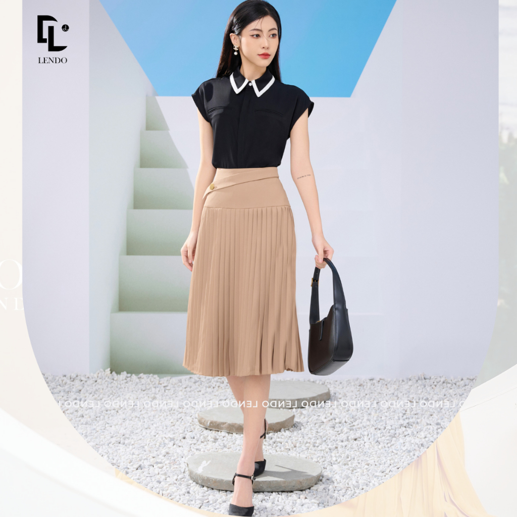 Chân váy xếp ly phối cúc LENDO CV230215