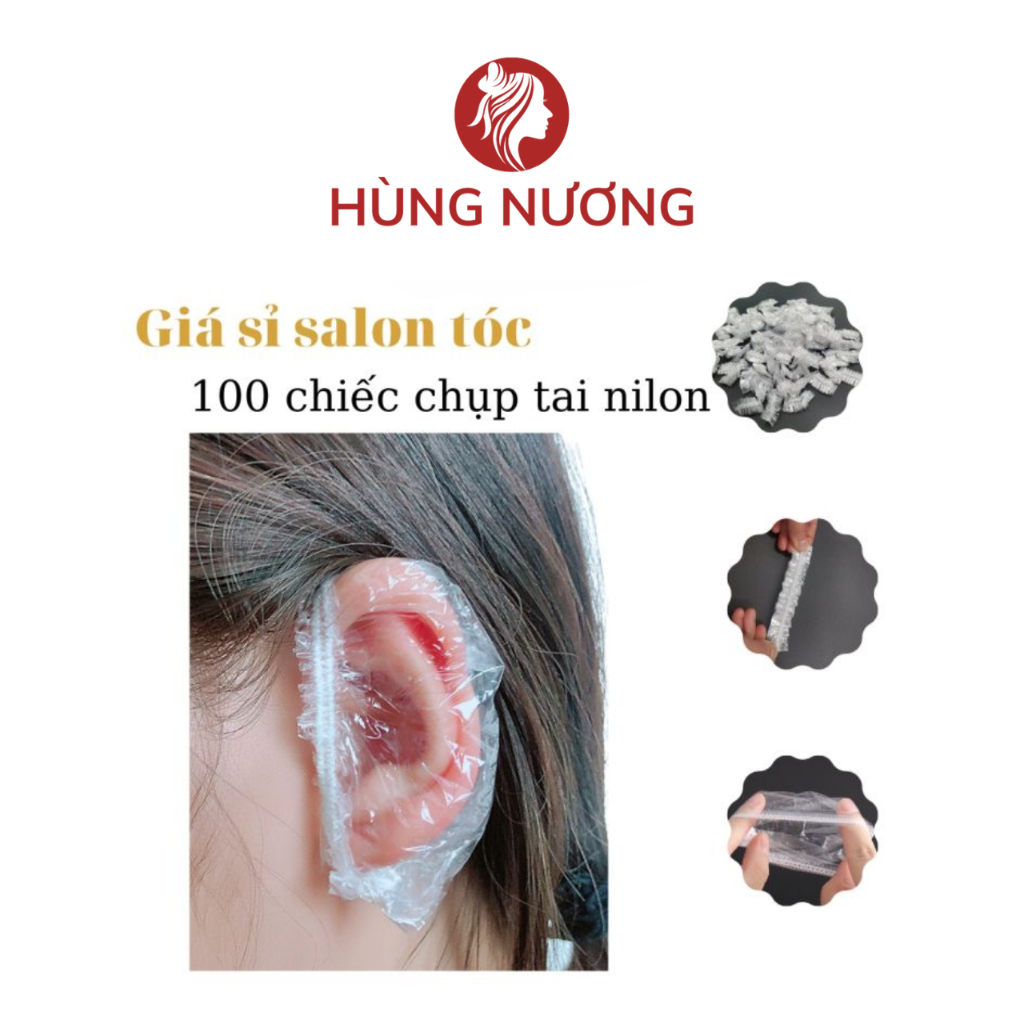 Chụp tai nilong, bao trùm lỗ tai có thun co dãn chụp sát lỗ tai, mõng nhẹ, không đau tai, chụp lại khi làm tóc