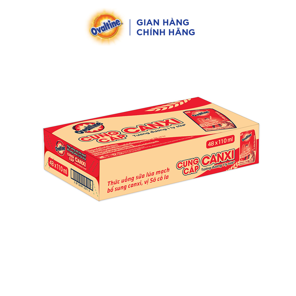 Thùng 48 hộp Thức uống lúa mạch thêm Canxi hương vị sô-cô-la Ovaltine (110ml x 48)