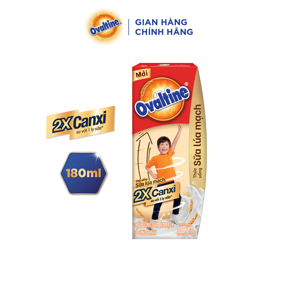 Thức uống lúa mạch gấp đôi Canxi Ovaltine (180ml x 4)