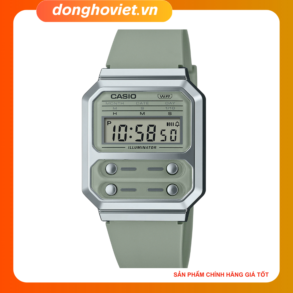Đồng hồ nam casio a100wef-3adf - Chống Nước - Unisex - Mặt Lục Giác