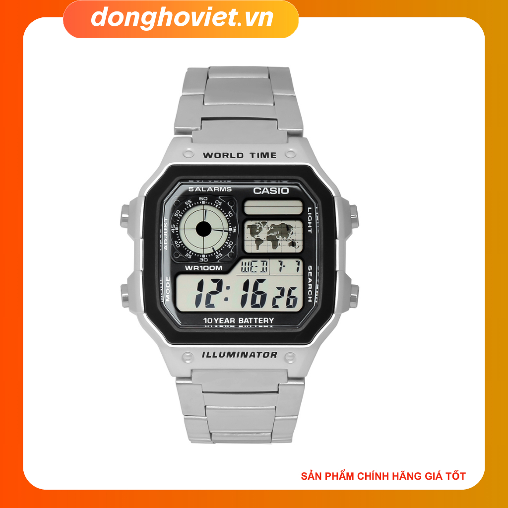 Đồng hồ casio nam ae-1200whd-1avdf I Bộ Bấm Giờ - Đèn Led - La Bàn