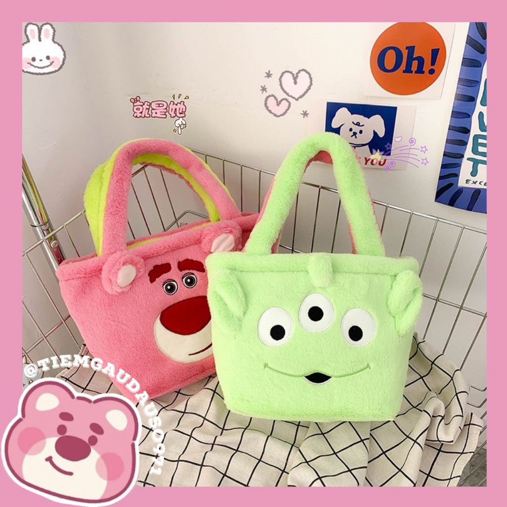 (Sẵn HCM - Hỏa tốc) Túi Xách Nữ 2in1 Gấu Dâu Alien Toy Story Đeo 2 Kiểu 2 Mặt
